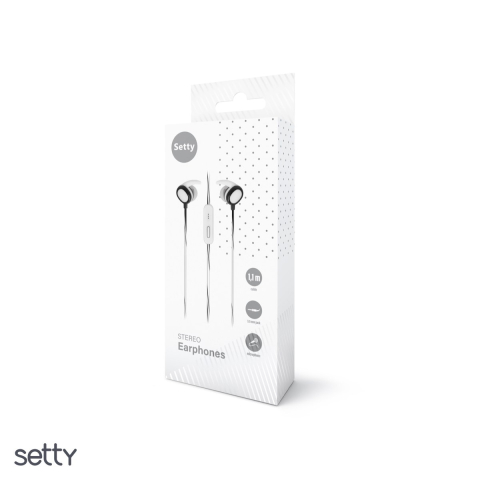 Casti Setty cu fir Sport, jack 3.5mm, cablu 1.1m, Alb [3]