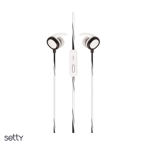 Casti - Casti Setty cu fir Sport, jack 3.5mm, cablu 1.1m, Alb