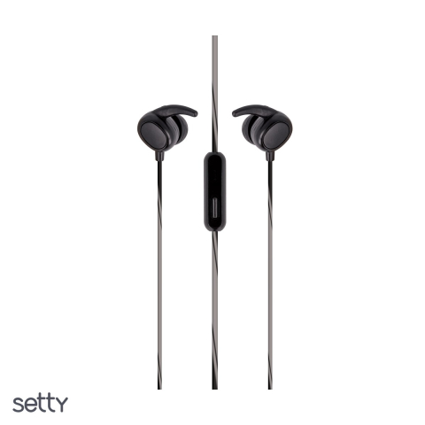 Casti - Casti Setty cu fir Sport, jack 3.5mm, cablu 1.1m, Negru