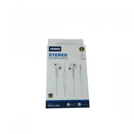 Casti stereo in-ear cu microfon, Jellico EP3A, conector Tip Jack 3.5 mm tata, control pe fir, lungime cablu 120 cm, albe [2]