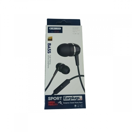 Casti stereo in-ear cu microfon, Sport Earplugs Jellico CT-21, conector Tip Jack 3.5 mm tata, control pe fir, lungime cablu 120 cm, negre [2]
