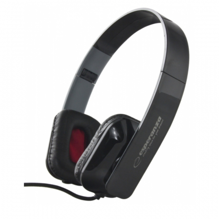 Casti mari fara microfon - Casti stereo PC, Esperanza EH143 Aruba, pliabile, cablu 3 m, control volum, negre