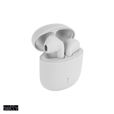 Accesorii IT - Casti true wireless Setty TWS-0, Bluetooth, cu microfon, albe