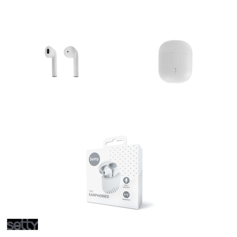 Casti true wireless Setty TWS-0, Bluetooth, cu microfon, albe [3]