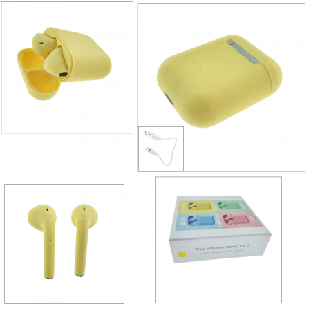 Casti wireless Bluetooth v.5.0, inPods 12 Simple, Touch Control, carcasa de incarcare, galbene [4]