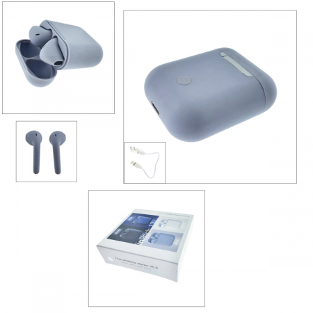 Casti wireless Bluetooth v.5.0, inPods 12 Simple, Touch Control, carcasa de incarcare, gri [3]