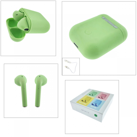 Casti wireless Bluetooth v.5.0, inPods 12 Simple, Touch Control, carcasa de incarcare, verzi [4]
