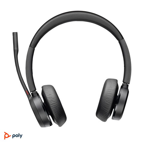Casti - Casti wireless HP Poly Voyager 4320 Microsoft Teams, Bluetooth 5.1 cu adaptor BT700 USB-C, pana la 24 h convorbire, doua microfoane cu anulare a zgomotului, negru, 77Z30AA