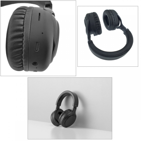 Casti Wireless JELLICO HD2 Stereo cu microfon, baterie 400 mAh, Bluetooth 5.3, AUX-In jack 3.5mm, slot card TF/microSD, reglabile si pliabile, compatibilitate universala, negre [2]