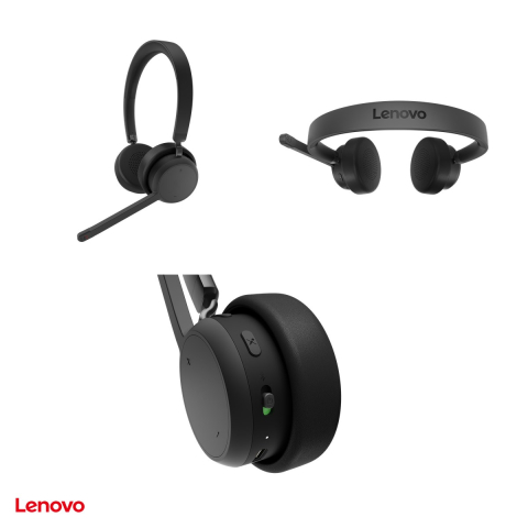 Casti wireless Lenovo Wireless Stereo Headset, Bluetooth 5.3 multipoint, pana la 31 h convorbire, 3 microfoane cu ENC, difuzoare de 40 mm, negru, 4XD1Q30302 [4]