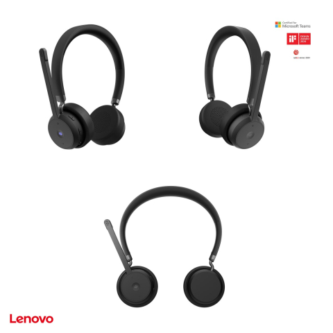 Casti wireless Lenovo Wireless VoIP Headset Teams, Bluetooth 5.3 cu receptor USB-A, pana la 31 h convorbire, 3 microfoane cu ENC, buton Teams, negru, 4XD1M80020 [3]