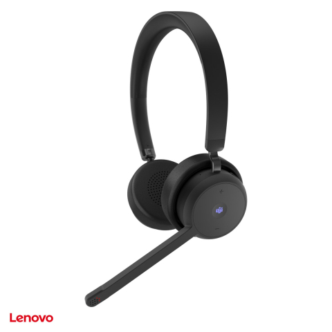 Casti - Casti wireless Lenovo Wireless VoIP Headset Teams, Bluetooth 5.3 cu receptor USB-A, pana la 31 h convorbire, 3 microfoane cu ENC, buton Teams, negru, 4XD1M80020