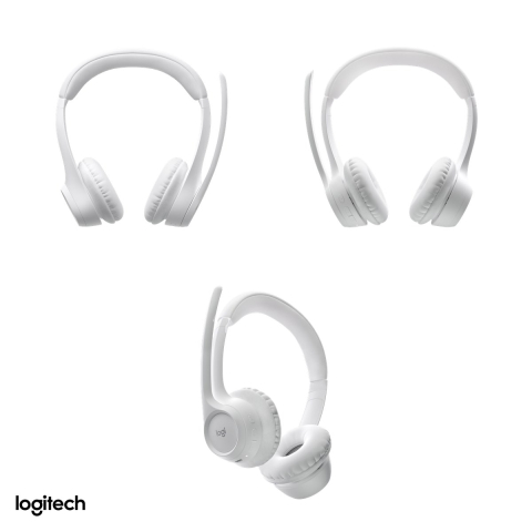 Casti wireless Logitech Zone 300, Bluetooth 5.3 multipoint, pana la 20 h ascultare, doua microfoane cu reducere a zgomotului, 122 g, alb crem, 981-001417 [3]
