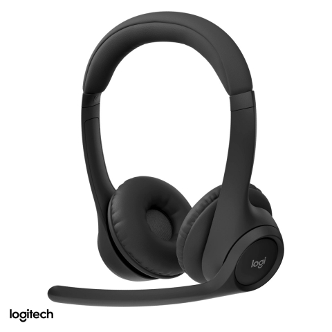 Casti - Casti wireless Logitech Zone 300, Bluetooth 5.3 multipoint, pana la 20 h ascultare, doua microfoane cu reducere a zgomotului, 122 g, negru, 981-001407