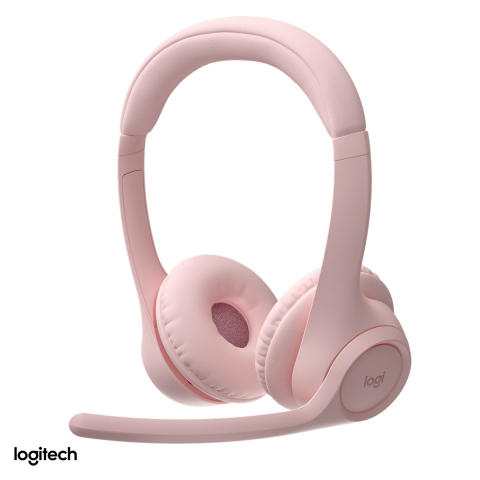 Casti - Casti wireless Logitech Zone 300, Bluetooth 5.3 multipoint, pana la 20 h ascultare, doua microfoane cu reducere a zgomotului, 122 g, roz, 981-001412