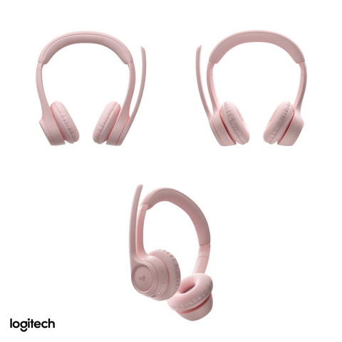 Casti wireless Logitech Zone 300, Bluetooth 5.3 multipoint, pana la 20 h ascultare, doua microfoane cu reducere a zgomotului, 122 g, roz, 981-001412 [3]