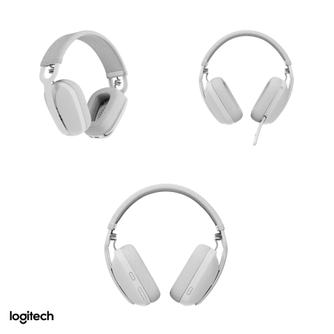Casti wireless over-ear Logitech Zone Vibe 100, Bluetooth 5.2 multipoint, pana la 20 h ascultare, microfon flip-to-mute, 185 g, alb crem, 981-001219 [3]