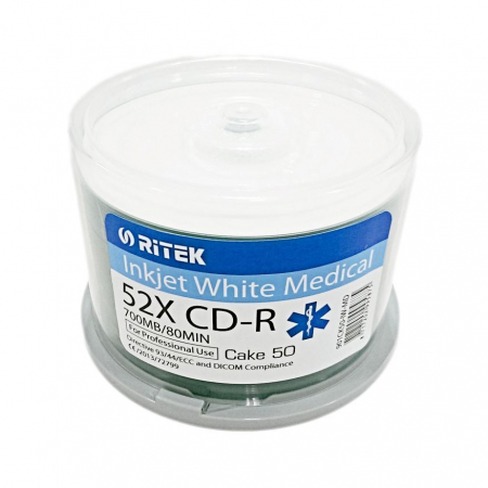 CD-R 700Mb 52X Printabil Alb inkjet RiTEK Medical Line,cake box 50 buc,901CK50-IW-MD [2]
