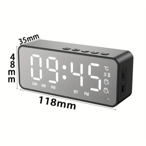 Ceas de Birou cu afisaj LED, SCL-01FM-S cu Radio FM, Difuzor Bluetooth 5.2, Alarma si Termometru [3]