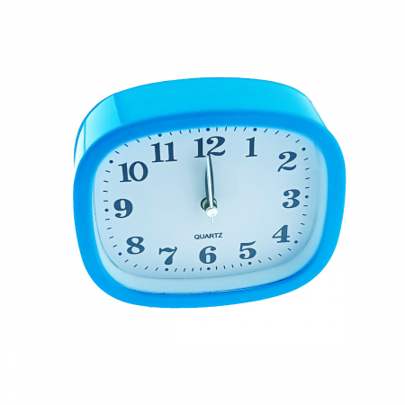 Ceas de masa cu alarma, afisaj analog, alimentare 1 x AA, cadran albastru, 124 x 105 x 40 mm, fond alb [2]