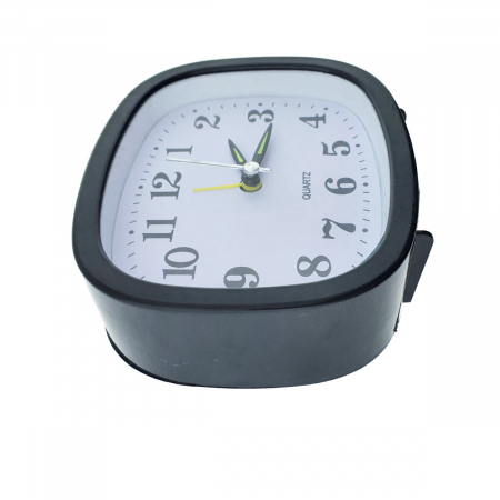 Ceas de masa cu alarma, afisaj analog, alimentare 1 x AA, cadran negru, 124 x 105 x 40 mm, fond alb [3]
