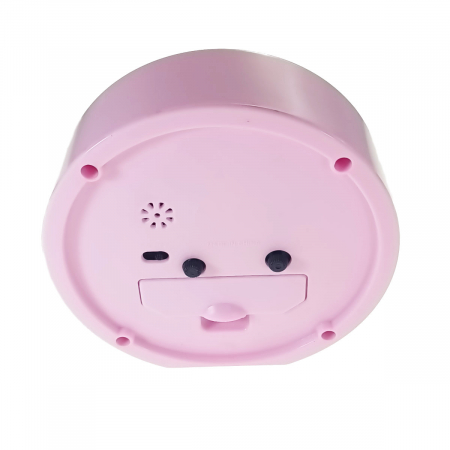 Ceas de masa cu alarma, afisaj analog, alimentare 1 x AA, cadran roz, 120 x 120 x 40 mm, fond alb [1]