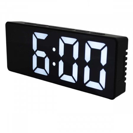 Ceas de birou - Ceas de masa digital cu afisaj LED alb, multifunctional, VT-93816-W, dimensiuni 160 x 62 x 31 mm, ABS, negru