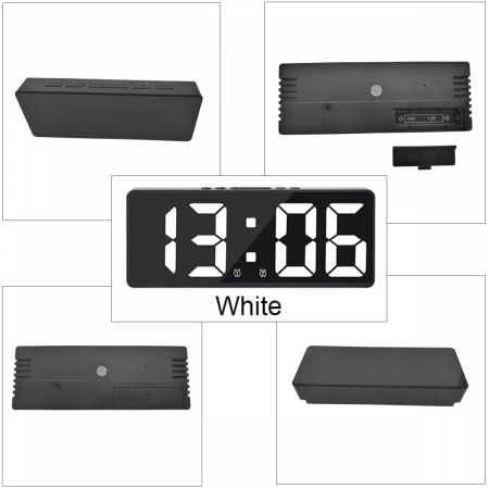 Ceas de masa digital cu afisaj LED alb, multifunctional, VT-93816-W, dimensiuni 160 x 62 x 31 mm, ABS, negru [1]