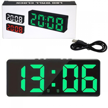 Ceas de masa digital cu afisaj LED verde, multifunctional, VT-93816-GR, dimensiuni 160 x 62 x 31 mm, ABS, negru [2]