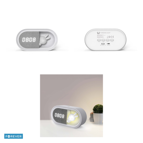 Ceas desteptator cu lumina LED de veghe, Light PURE FNL-05 INGRID, Li-ion 1200 mAh, cablu 1m USB-C, dimensiuni 150 x 51 x 80mm, alb [3]