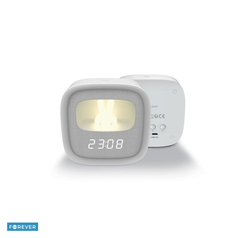 Ceas de birou - Ceas desteptator cu lumina LED de veghe, Light PURE FNL-06 AURORA, Li-ion 1200 mAh, cablu 1m USB-C, dimensiuni 119 x 119 x 45mm, alb
