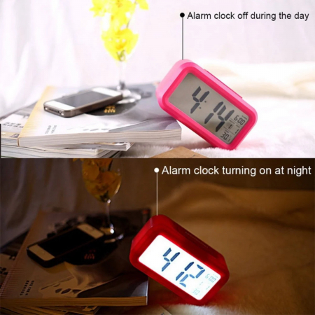 Ceas digital LED, cu alarma, termometru si calendar, amanare alarma, senzor iluminare, baterie 3 x AAA, 137 x 80 x 48 mm, rosu [2]