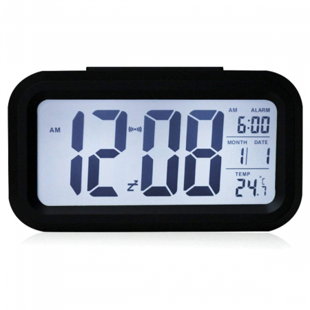 Ceasuri decorative - Ceas digital LED, cu alarma, termometru si calendar, amanare alarma, senzor iluminare, baterie 3 x AAA, 137 x 80 x 48 mm, negru