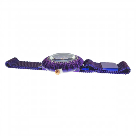 Ceas Francesca di Geneva F03-209, afisaj analog cu cristale, carcasa 35 x 8mm, curea magnetica latime 16mm, violet [1]
