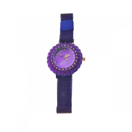 Ceasuri de mana - Ceas Francesca di Geneva F03-209, afisaj analog cu cristale, carcasa 35 x 8mm, curea magnetica latime 16mm, violet