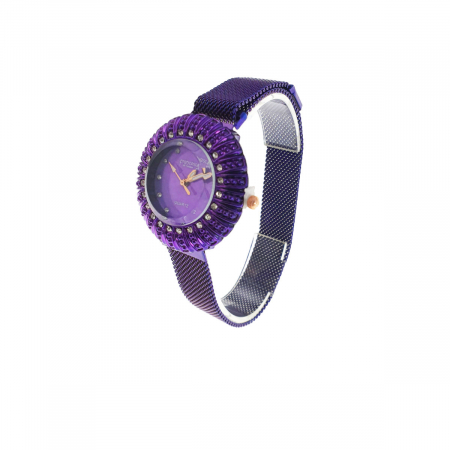 Ceas Francesca di Geneva F03-209, afisaj analog cu cristale, carcasa 35 x 8mm, curea magnetica latime 16mm, violet [3]