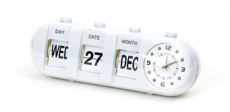 Ceasuri decorative - Ceas Platinet cu calendar si alarma ,Alb , January (27x10x9 cm)