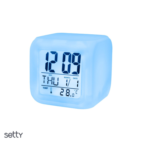 Radio Player - Ceas Setty cu radio si alarma, 3xAAA, lumina ambientala, forma de cub cu latura 85mm