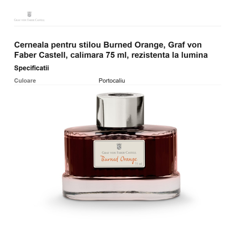 Cerneala pentru stilou Burned Orange, Graf von Faber Castell, calimara 75 ml, rezistenta la lumina [2]
