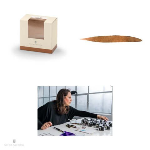 Cerneala pentru stilou Cognac Brown, Graf von Faber Castell, calimara 75 ml, rezistenta la lumina [3]