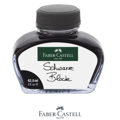 Cerneala si Consumabile pentru Stilouri - Cerneala pentru stilou cu penita, Negru intens, 62.5 ml, permanenta, Faber-Castell, pentru scris profesional si arta