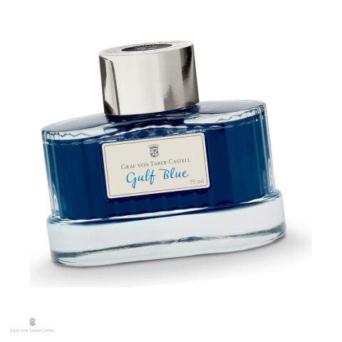 Consumabile instrumente de scris - Cerneala pentru stilou Gulf Blue, Graf von Faber Castell, calimara 75 ml, rezistenta la lumina