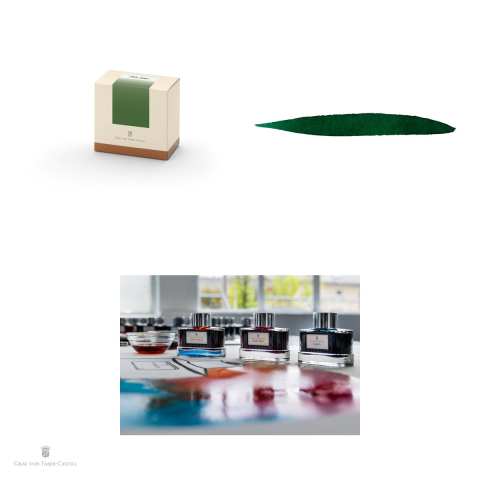 Cerneala pentru stilou Moss Green, Graf von Faber Castell, calimara 75 ml, rezistenta la lumina [3]
