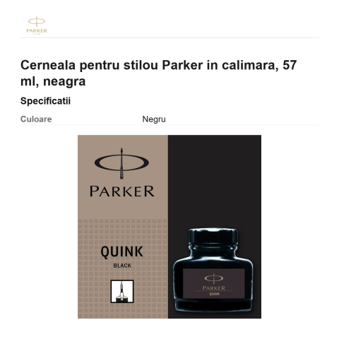 Cerneala pentru stilou Parker in calimara, 57 ml, neagra [2]