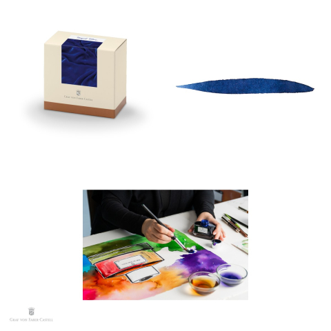Cerneala pentru stilou Royal Blue, Graf von Faber Castell, calimara 75 ml, rezistenta la lumina, se poate sterge [3]