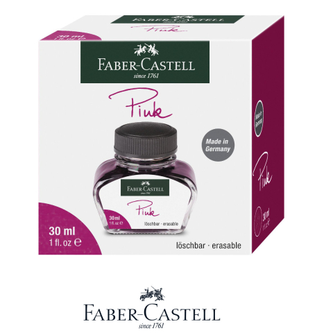 Cerneala Roz pentru Stilou, Care Poate fi Stearsa, 30 ml, Faber-Castell, pentru Notite, Planificare si Creatie, in Sticla Rezistenta [1]