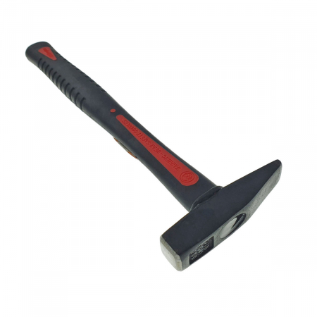 Ciocan 200g, cu maner 286x30x23mm, din fibra, izolat, anti-alunecare, negru cu rosu [2]