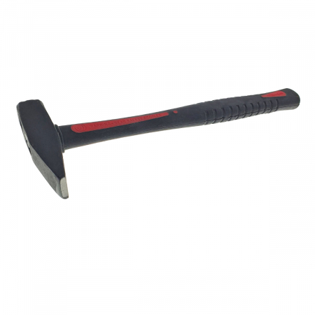 Ciocan 400g, cu maner 283x31x23mm, din fibra, izolat, anti-alunecare, negru cu rosu [3]
