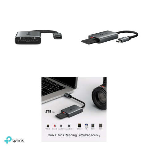 Cititor de carduri SD si microSD TP-Link UA430C, USB 3.0 Type-C, UHS-I pana la 200 MB/s, carcasa din aluminiu, cablu impletit, gri, UA430C [3]