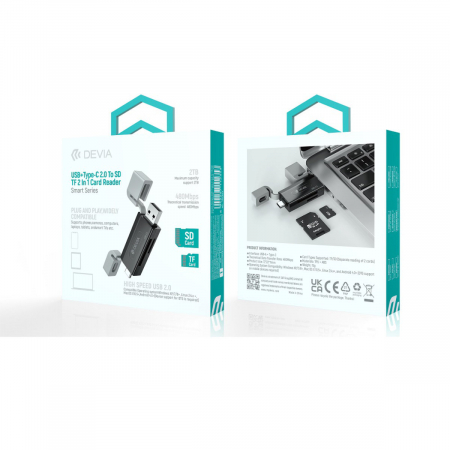 Cititor USB 2.0 de carduri de memorie microSD si SD cu conectare USB-C si USB, citeste date pana la 2TB, cu capace din silicon [4]